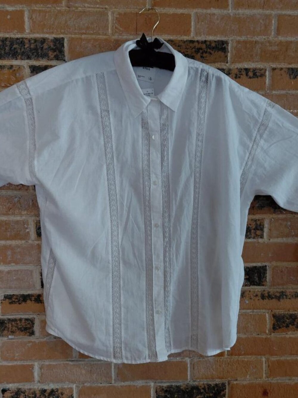NWTD Abercrombie and Fitch White Lace Panel Lagenlook Blouse